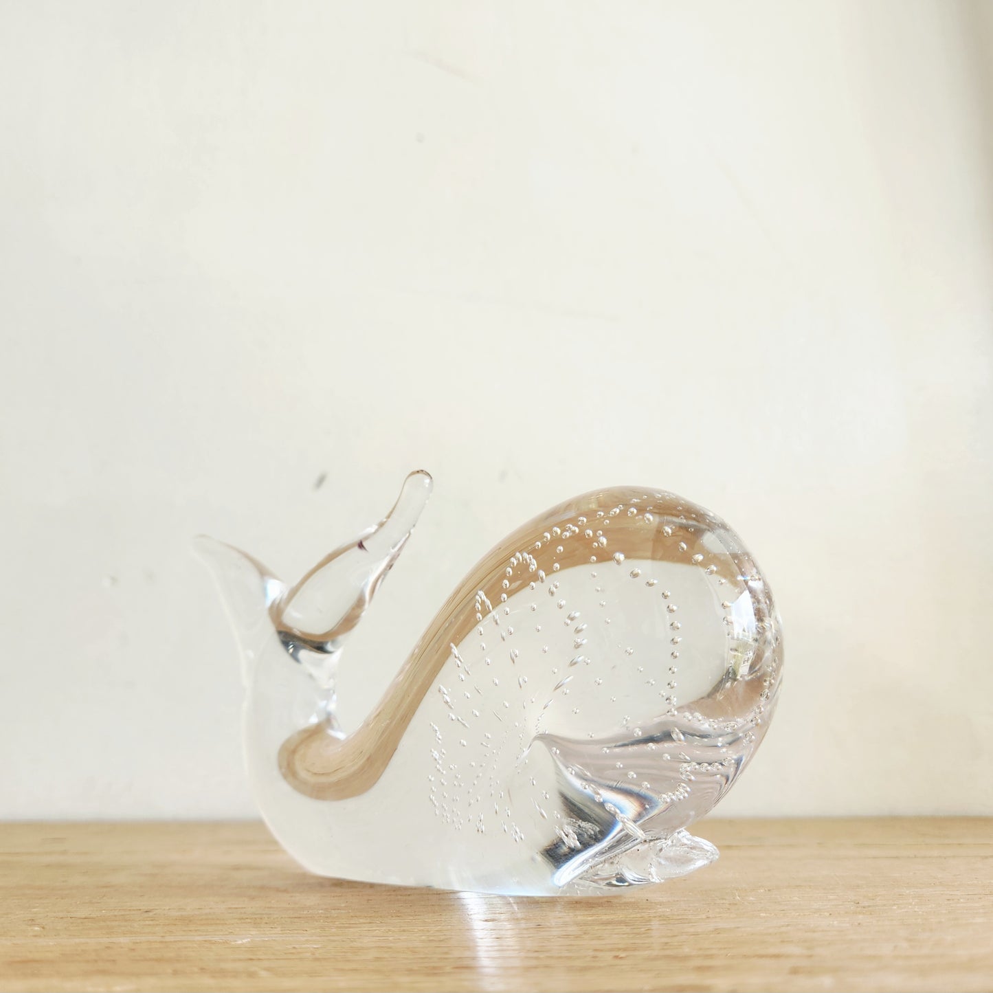 Vintage Glass Bubbled Whale Paperweight
