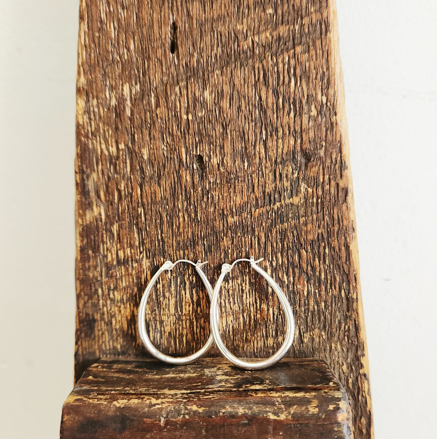 Silvertone Oval Hoop Earrings