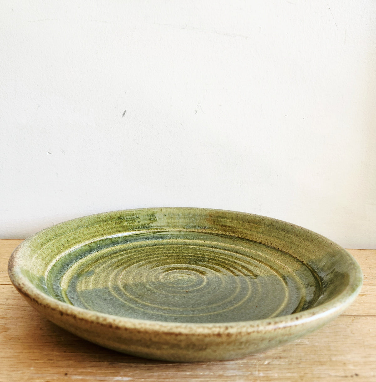 Handmade 11" Stoneware Pie Dish Signed EB