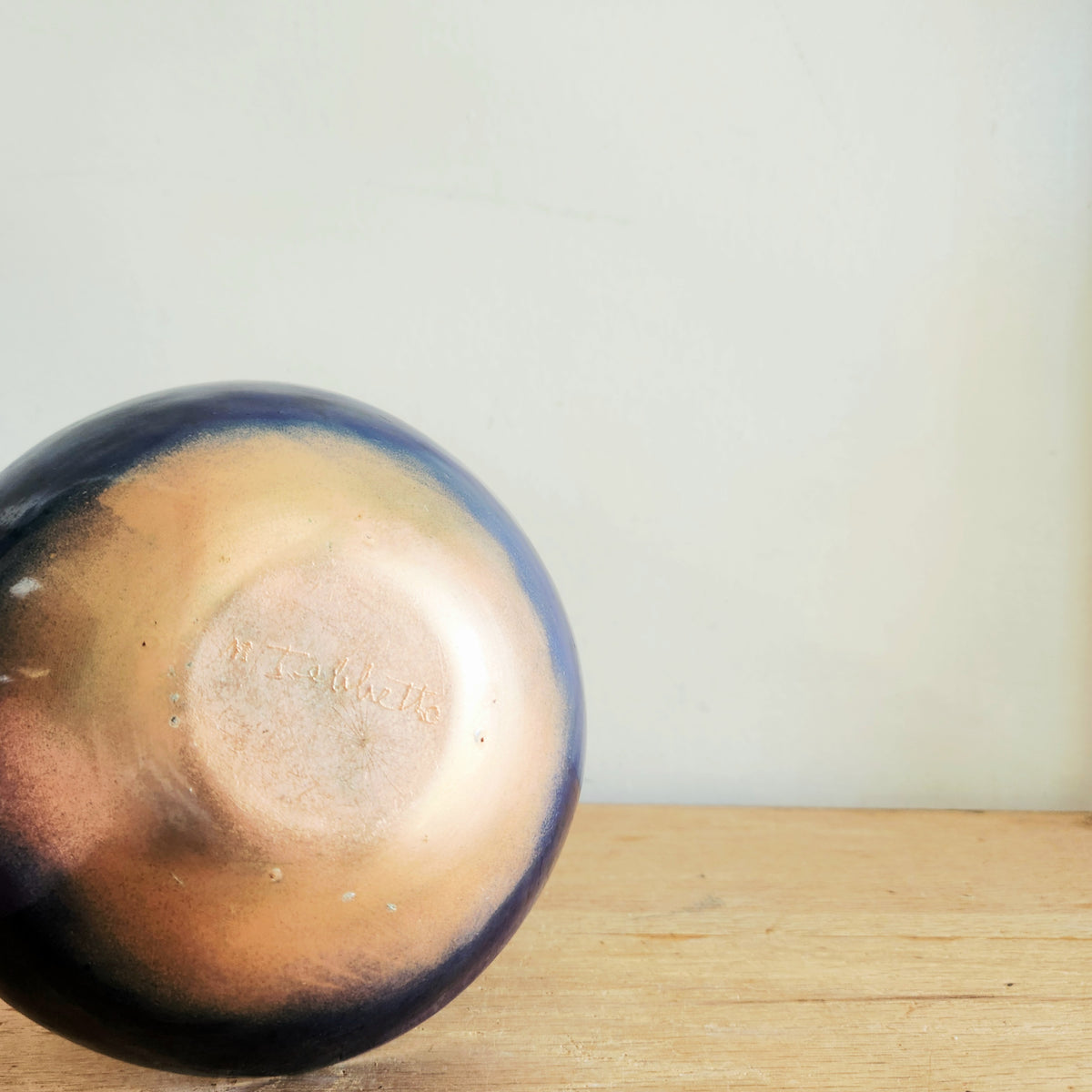 Handcrafted Enamel on Copper Bowl Signed