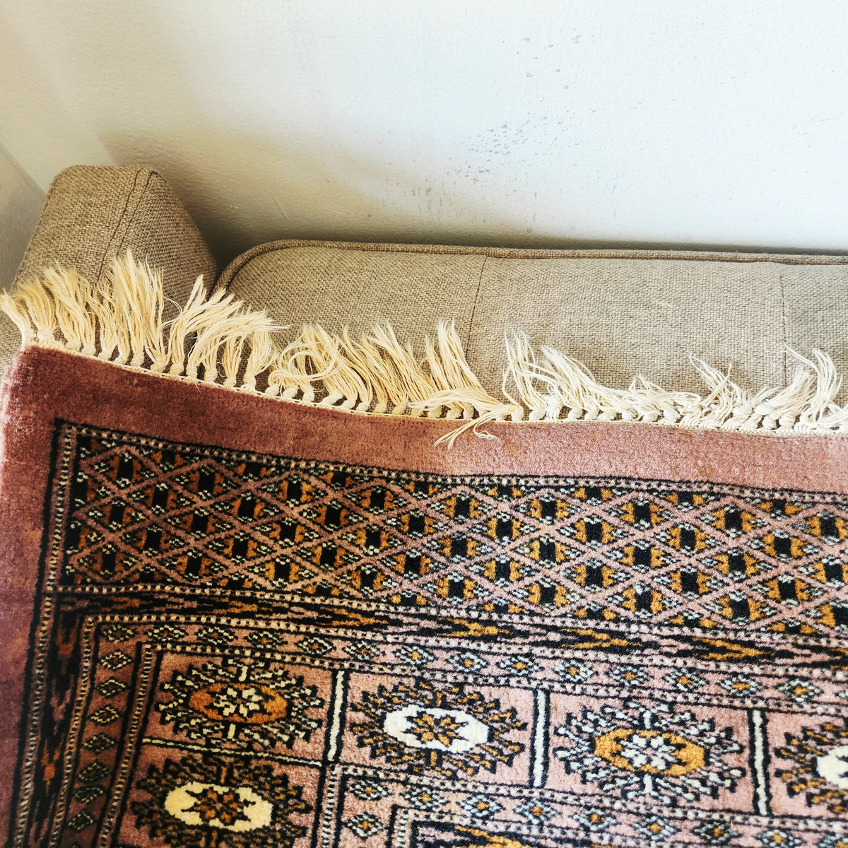 Vintage Afghan Hand-Knotted Turkoman Bukhara Design Rug 40" x 62"