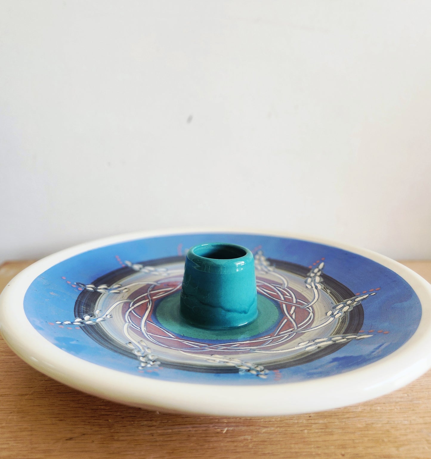 Ikebana Ware Round 12" Cermaic Flower Arranging Vase Plate Tray