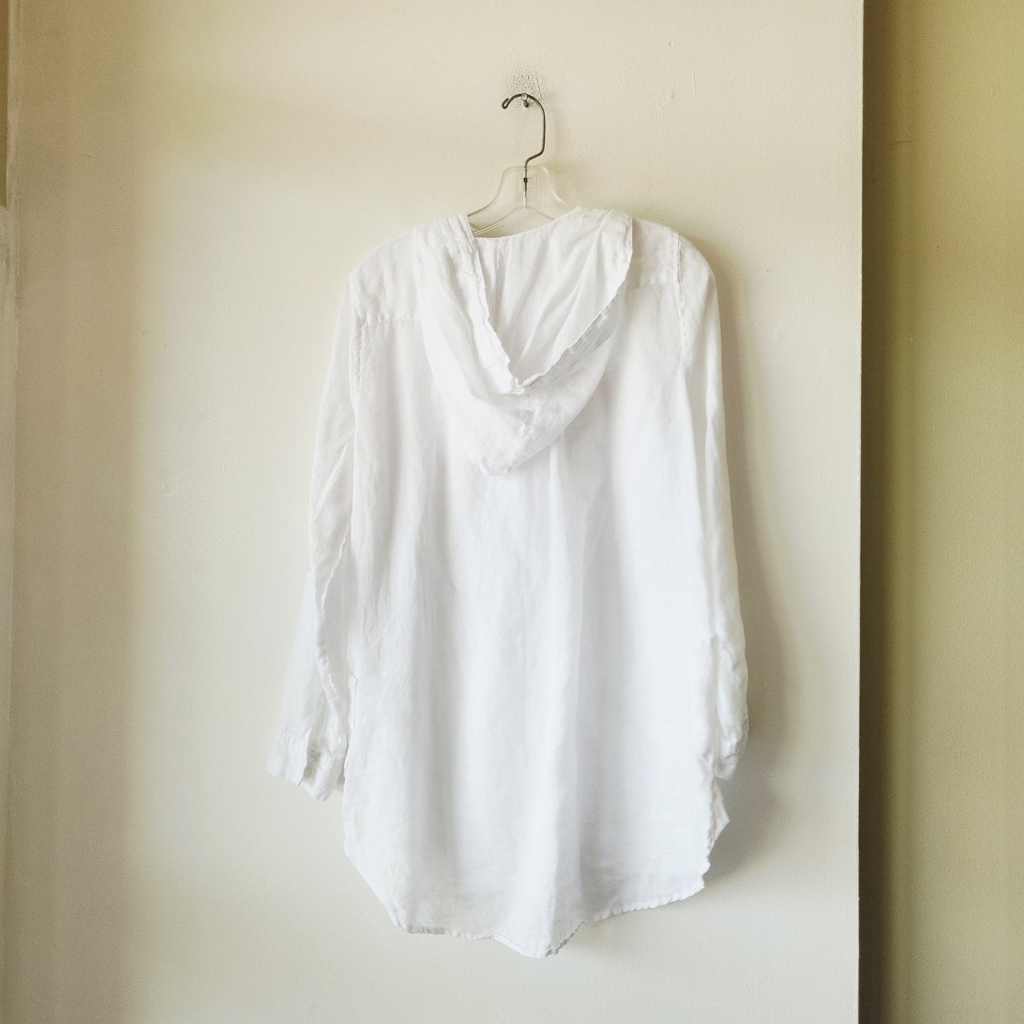 For Cynthia Beachwear 100% Linen Pullover Cover Up with Hood - M