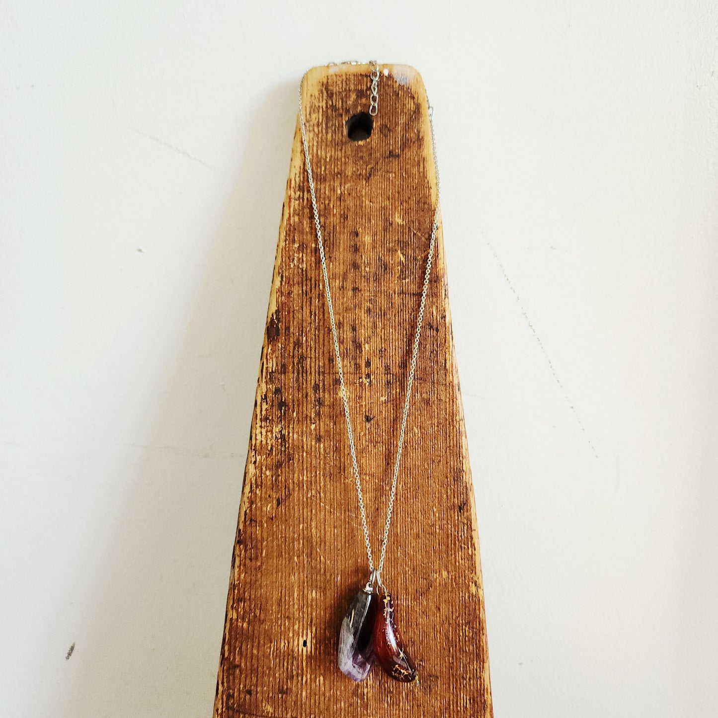 Silvertone Chain with Polished Stone Pendants