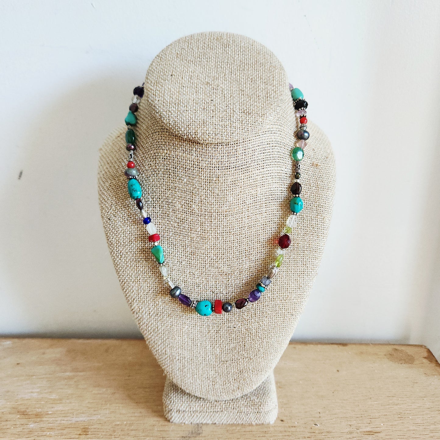 Bead Necklace with Sterling Silver Clasp