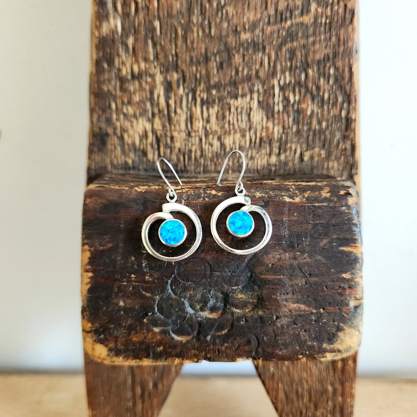 Lab Fire Opals Circle Earrings