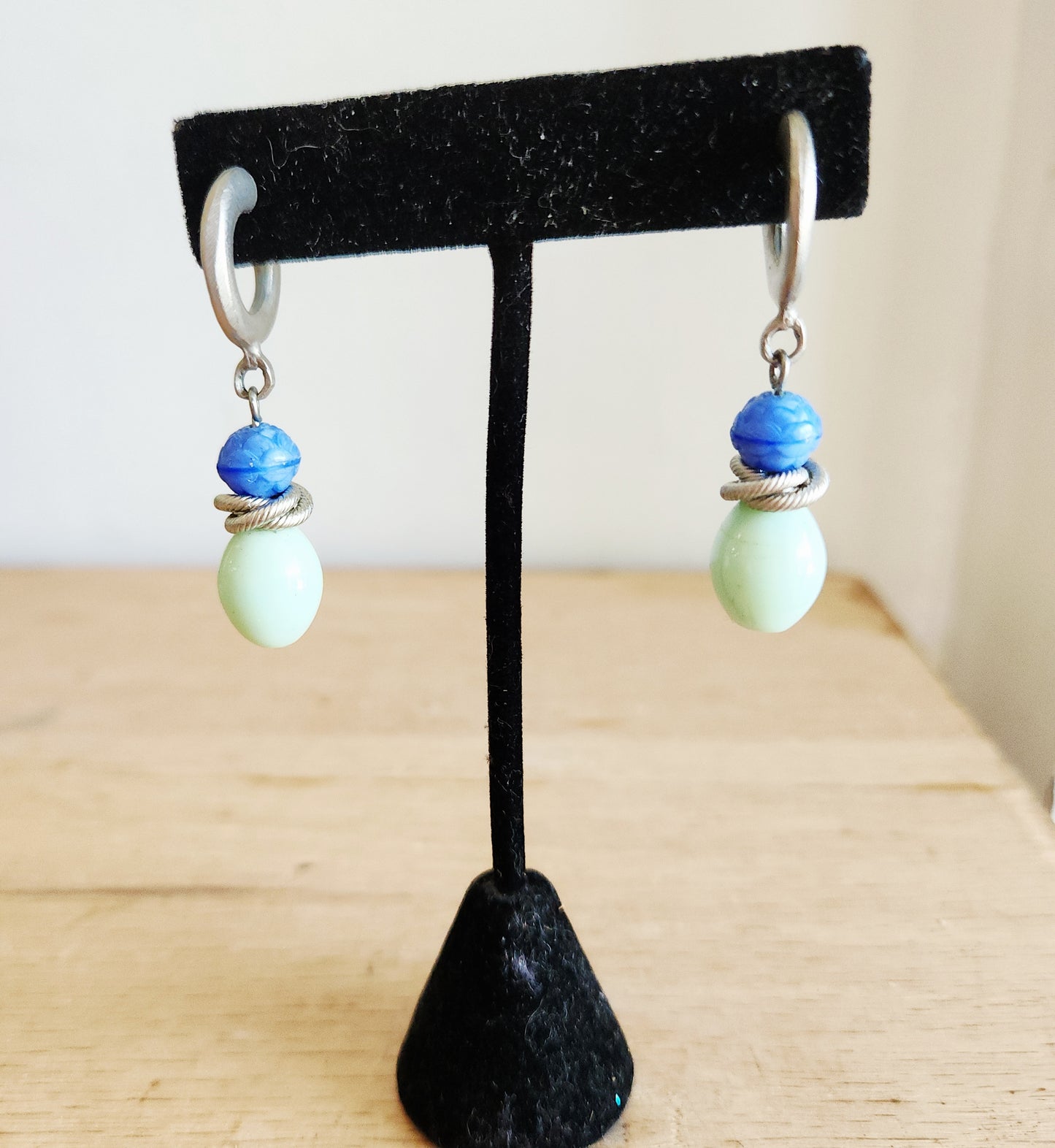 Open Hoop Stud Earrings with Beads