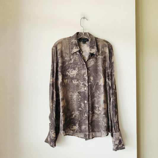 Linda Allard Ellen Tracy Semisheer Button Up Shirt - size 14