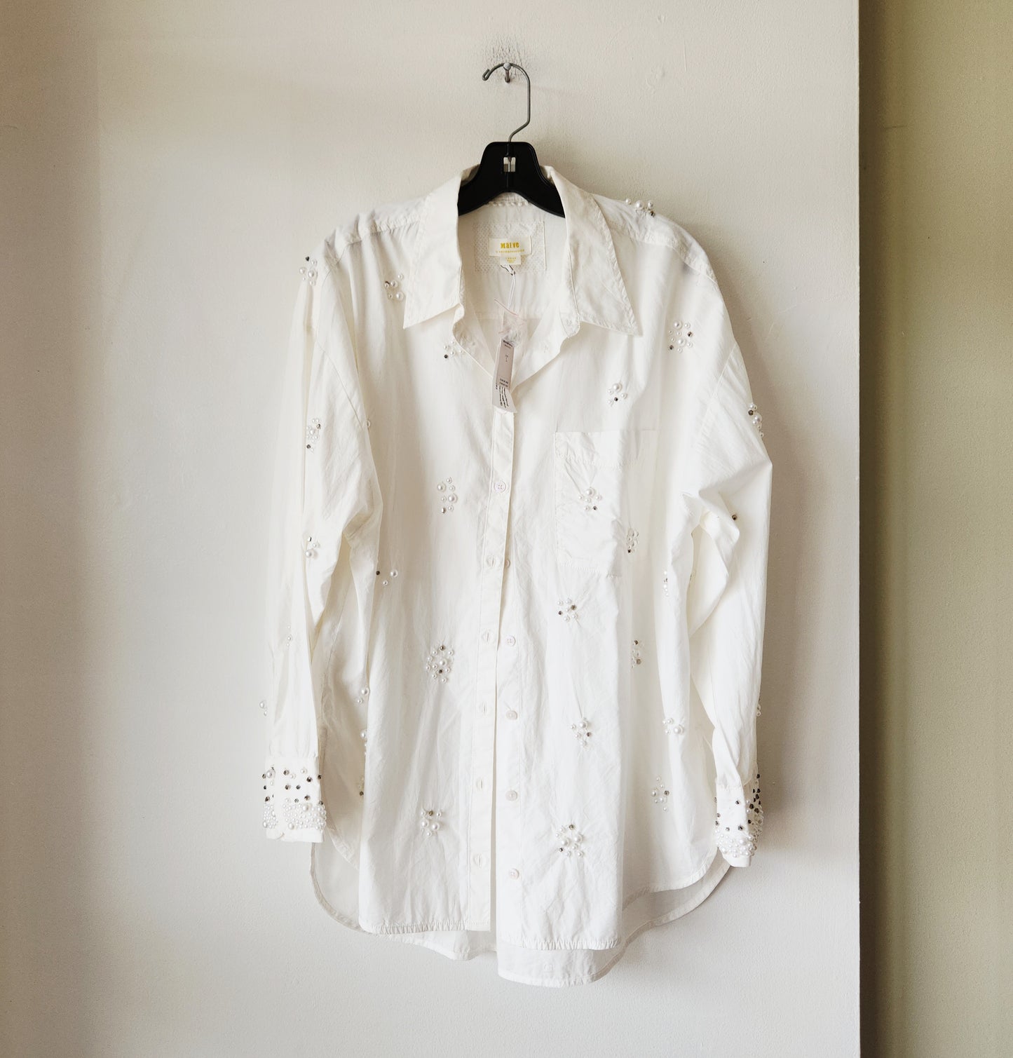 Maeve by Anthropologie 100% Cotton Embellished Button Up Shirt - L - New