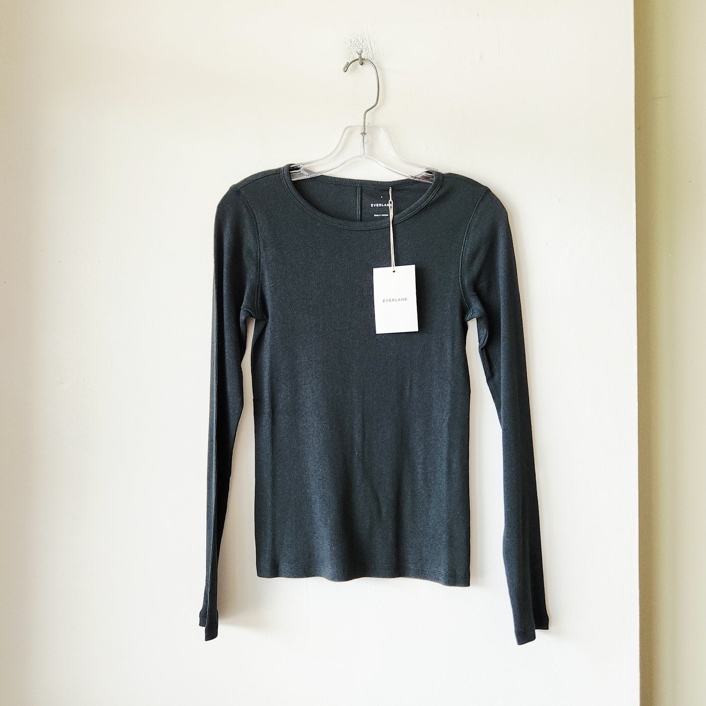 Everlane Supima Cotton Micro Rib Long Sleeve Tee - S - New
