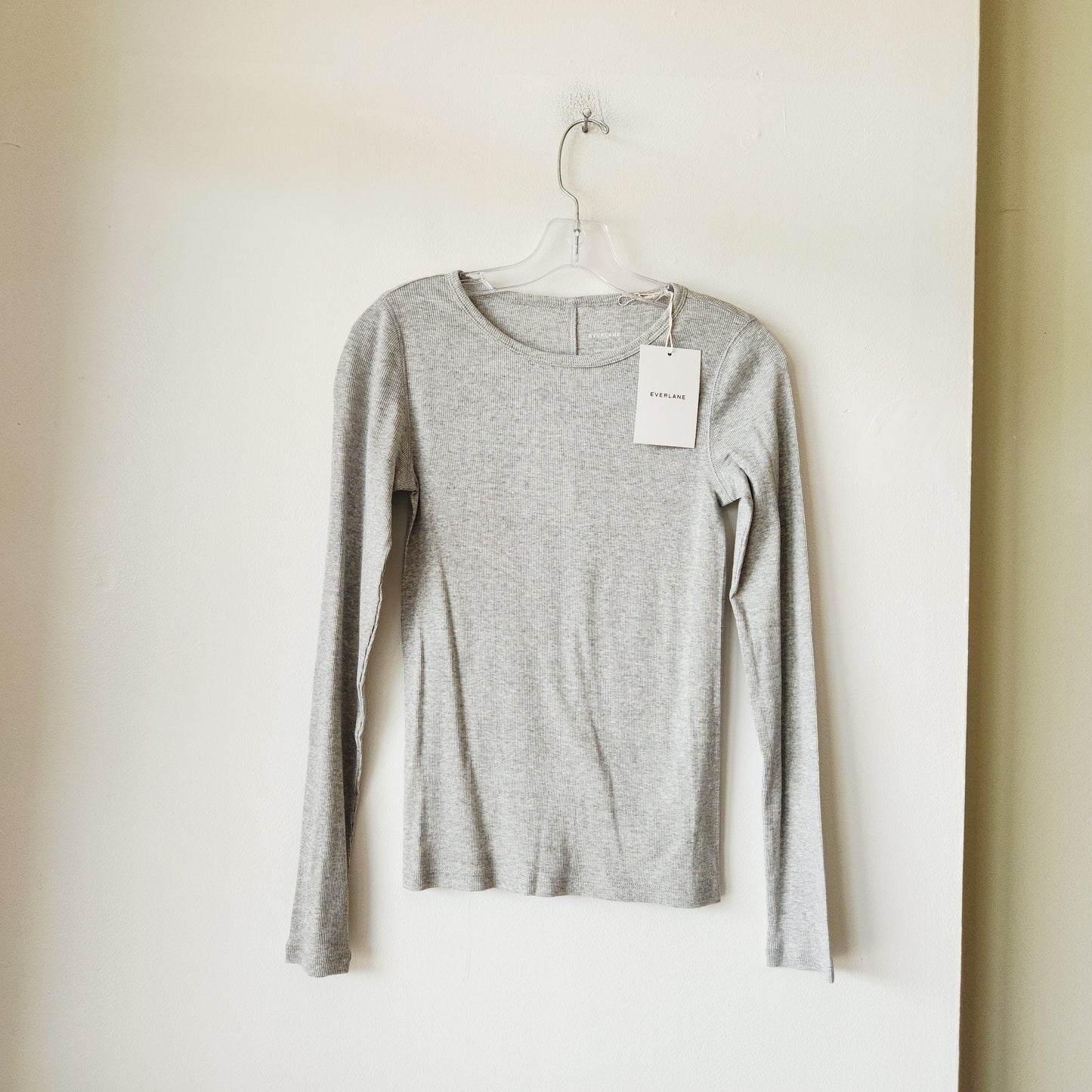 Everlane Supima Cotton Micro Rib Long Sleeve Tee - S - New