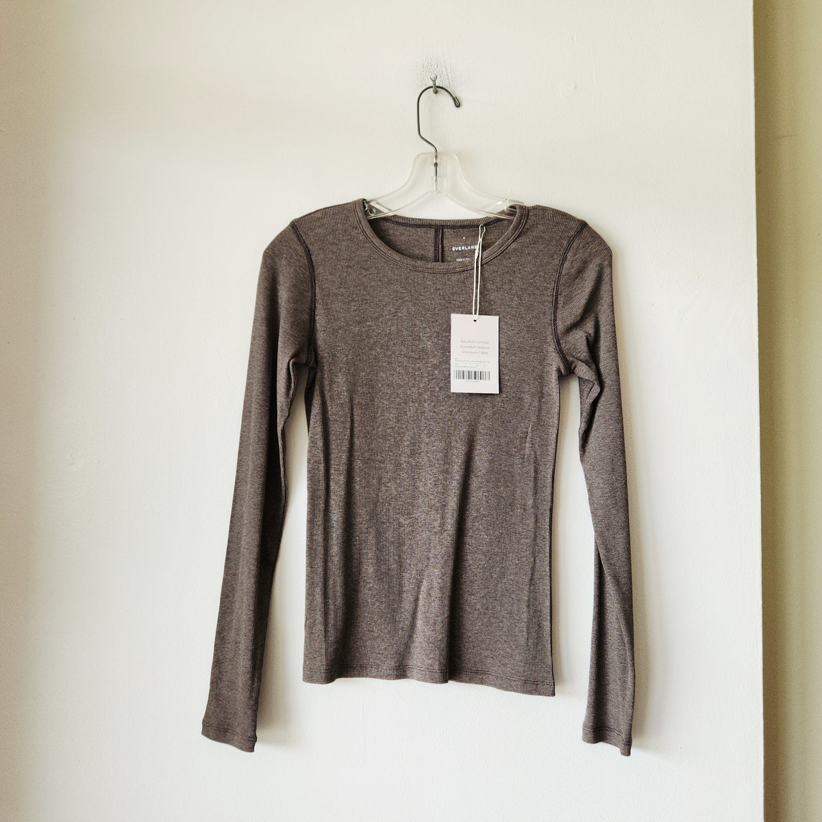 Everlane Supima Micro Rib Long Sleeve Tee - S - New