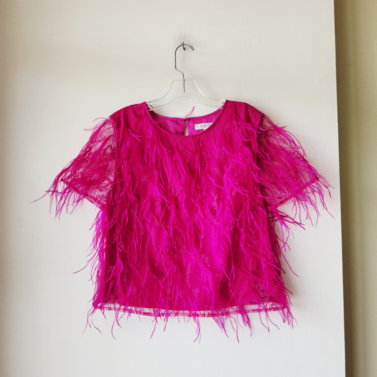 Milly Ostrich Feather Embellished Top - M