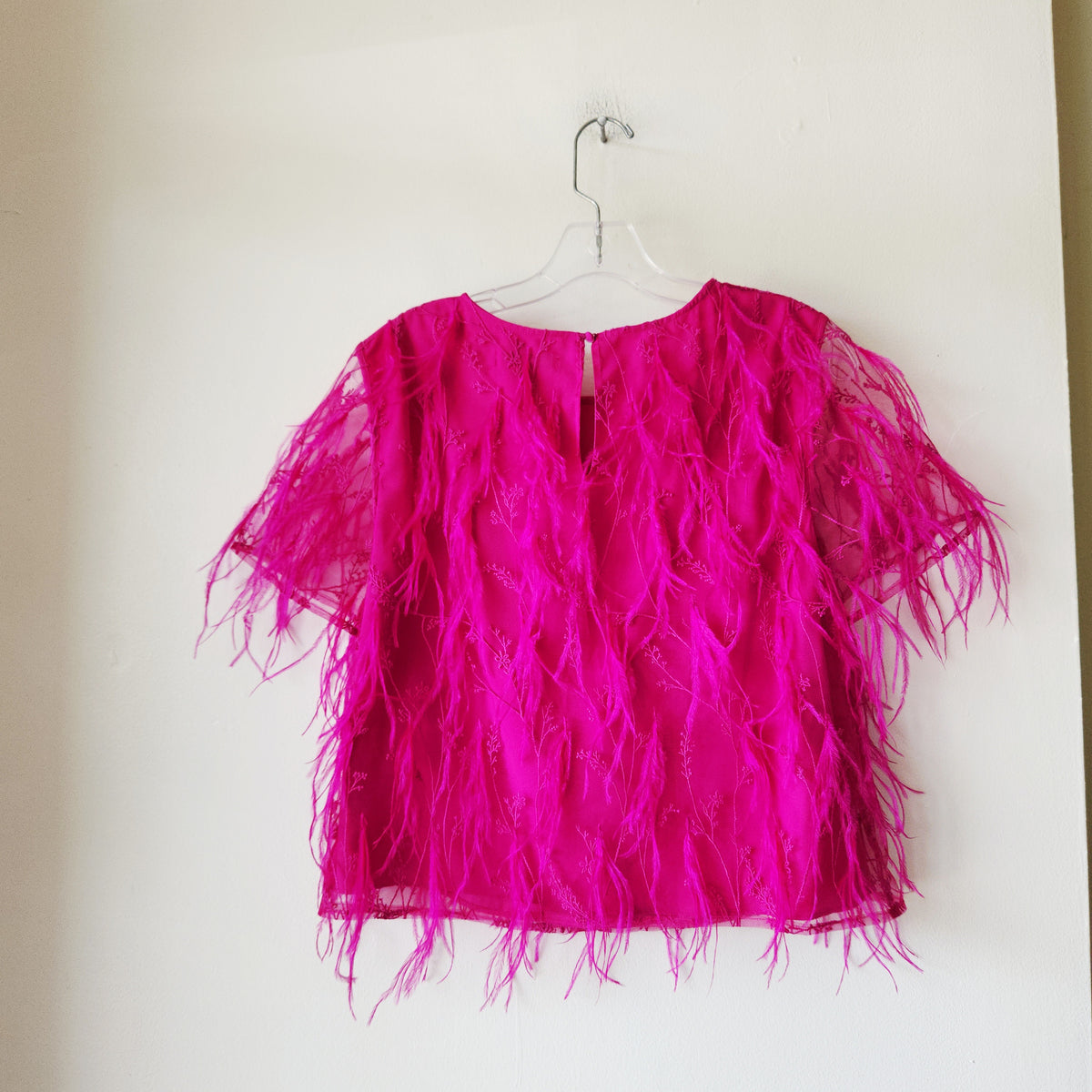 Milly Ostrich Feather Embellished Top - M