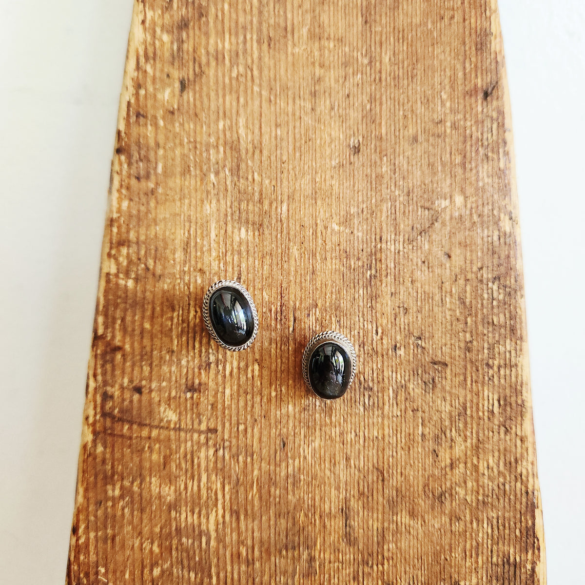 Black Oval Stud Earrings
