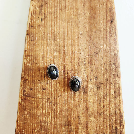 Black Oval Stud Earrings