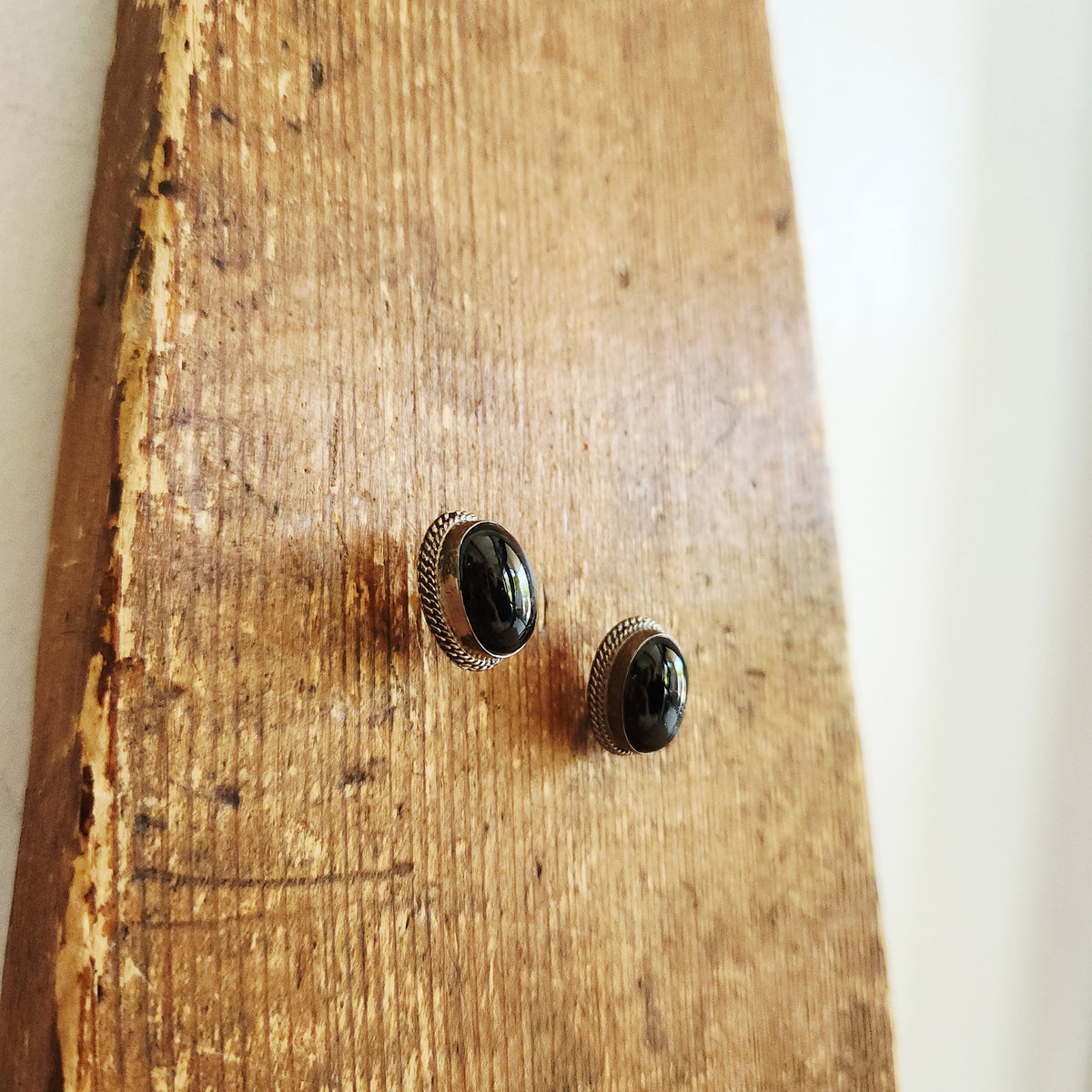 Black Oval Stud Earrings
