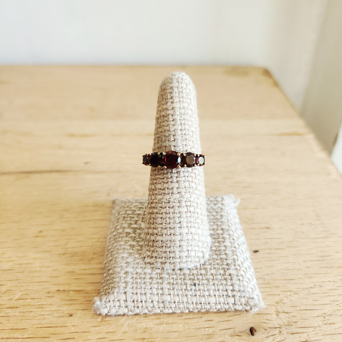 Sterling Silver Five Stone Garnet Ring - size 7