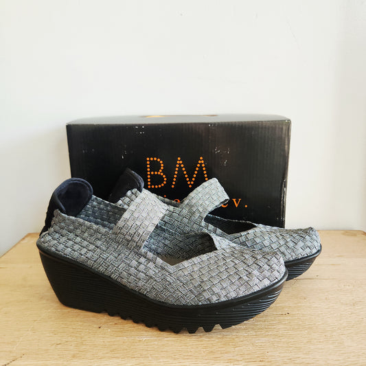 Bernie Mev Silver Mary Jane Wedges - size 41