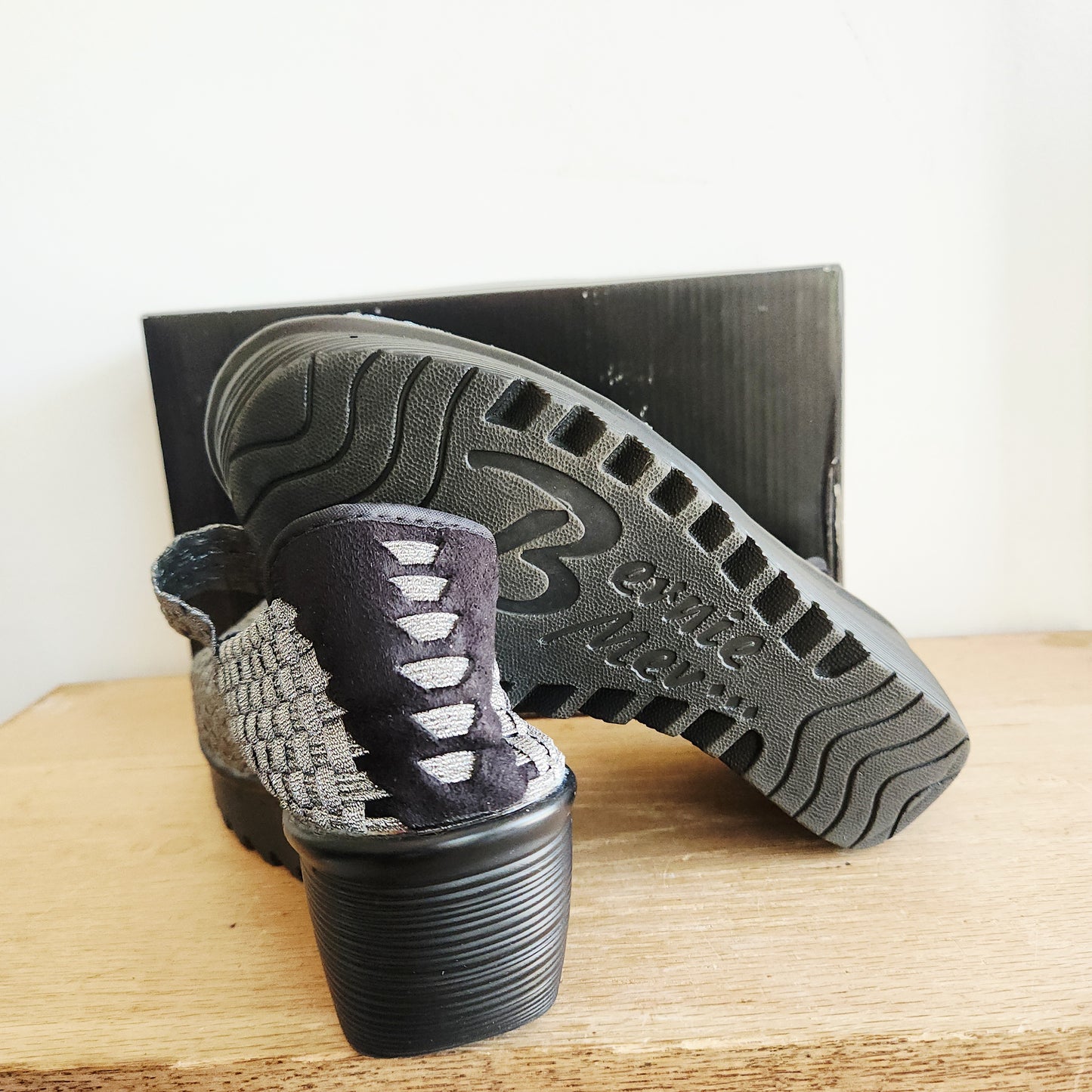 Bernie Mev Silver Mary Jane Wedges - size 41