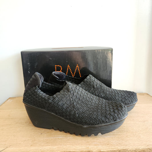 Bernie Mev Black Slip On Wedge Shoes - size 40