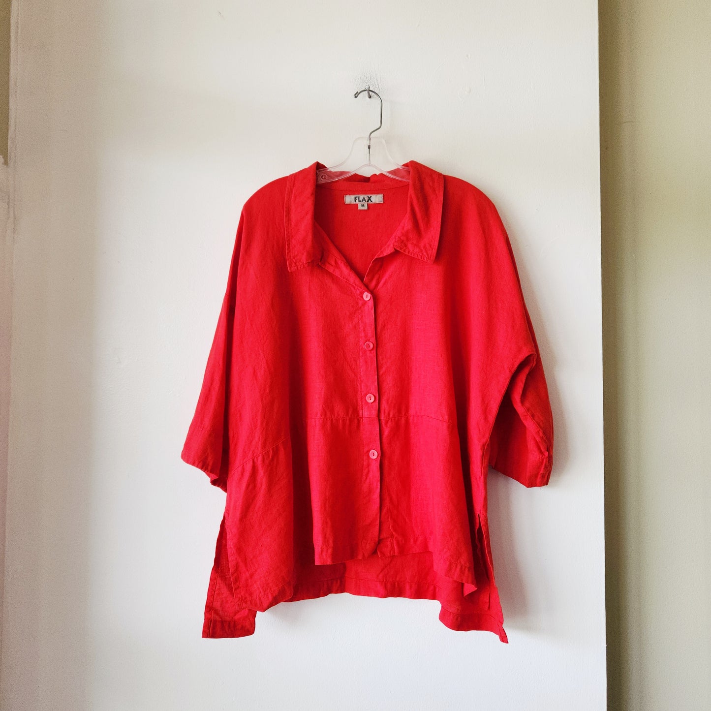 Flax 100% Linen Oversized Boxy Fit Button Up Shirt - M