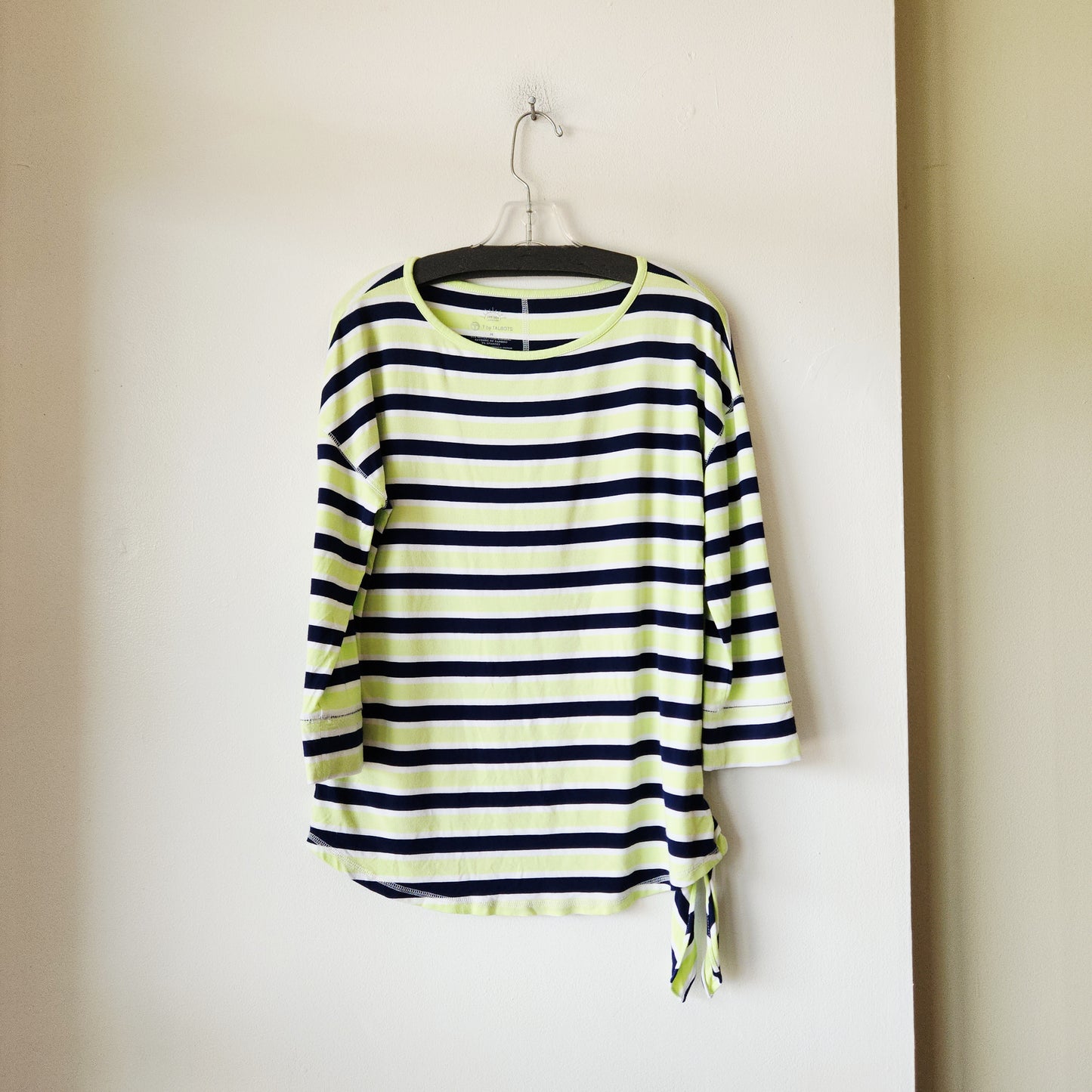 T by Talbots UPF50 Striped Top with Side Tie - M