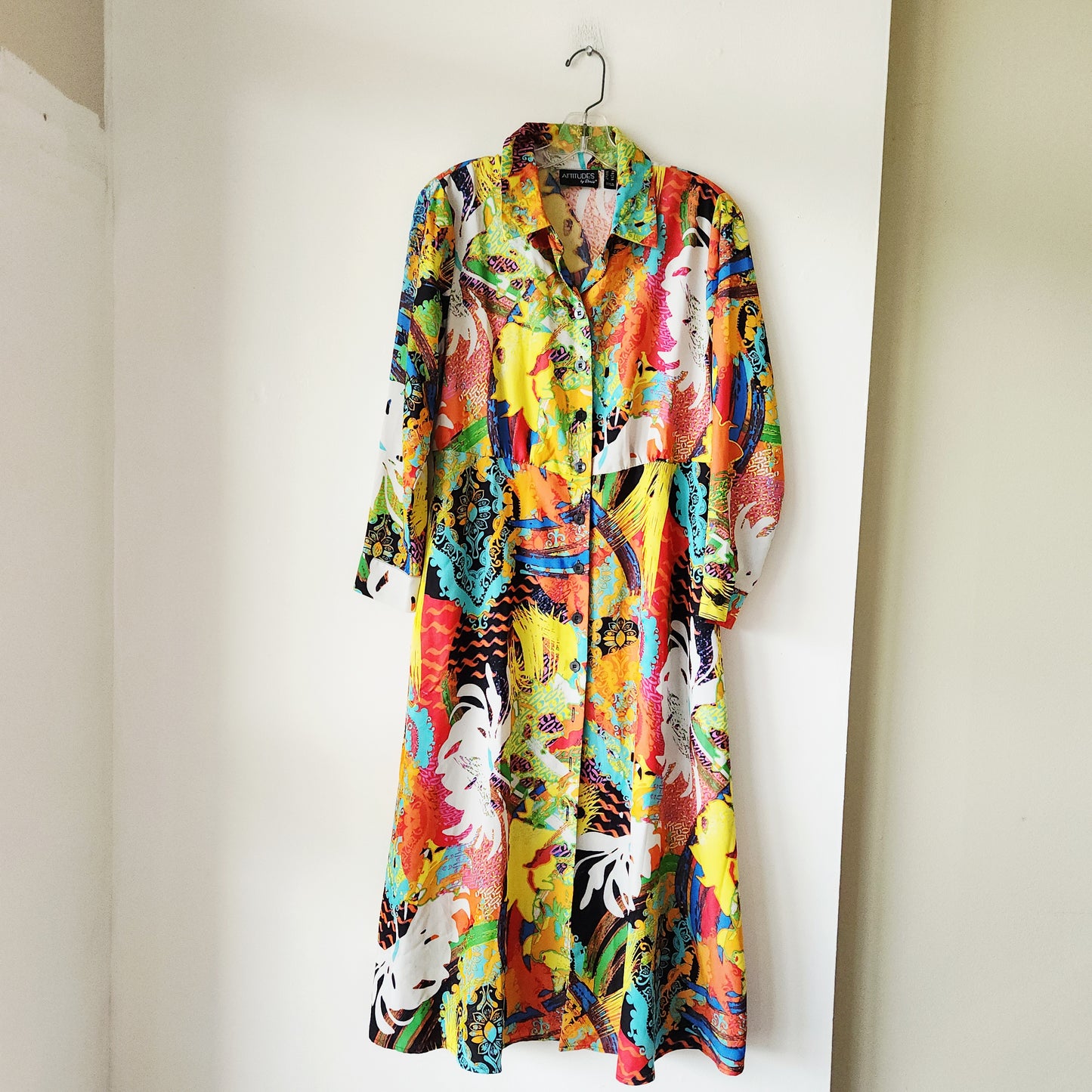 Attitudes by Reneé Bright Colors Shirtdress - S Petite