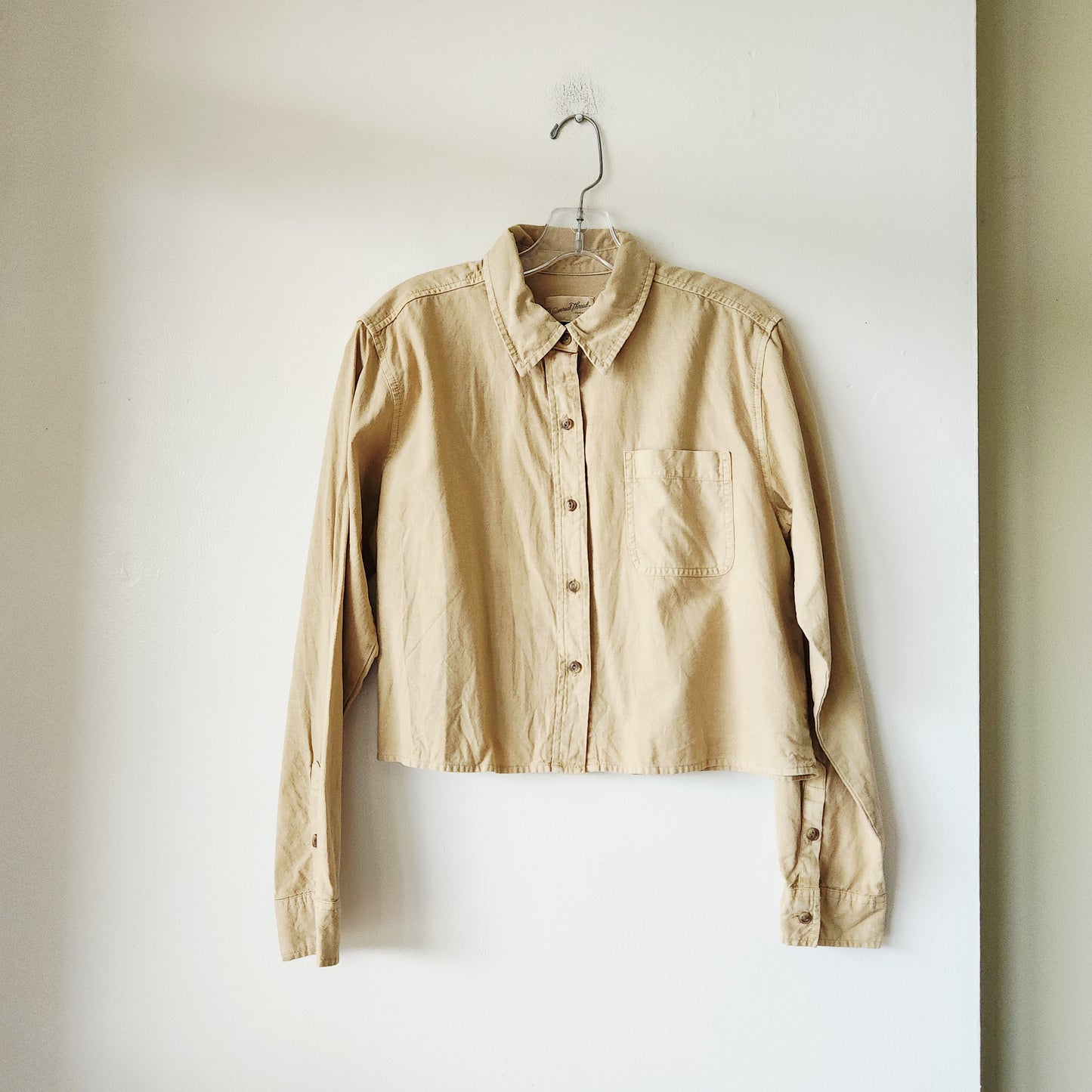 Universal Thread Cotton & Linen Crop Fit Button Up Shirt - S