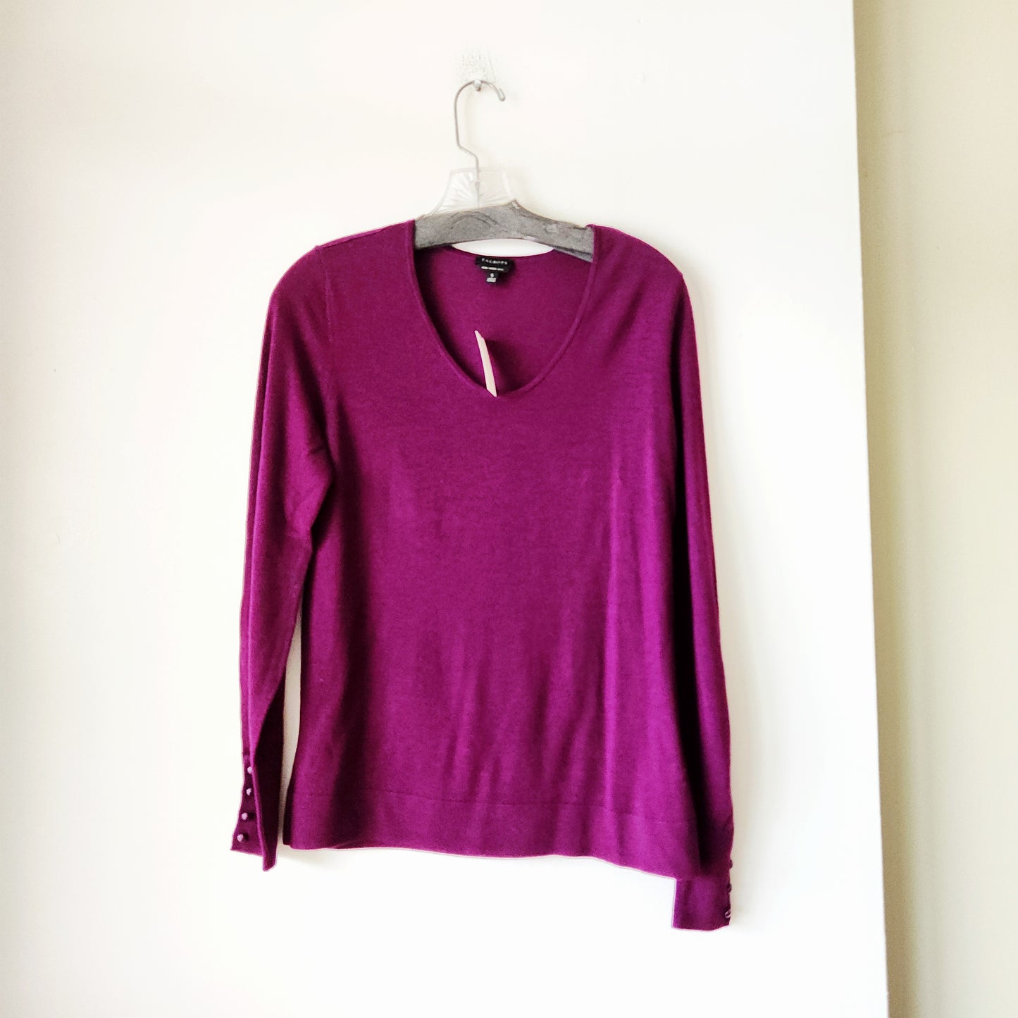 Talbots Pure Merino Wool Sweater with Button Detail on Cuffs - S - New
