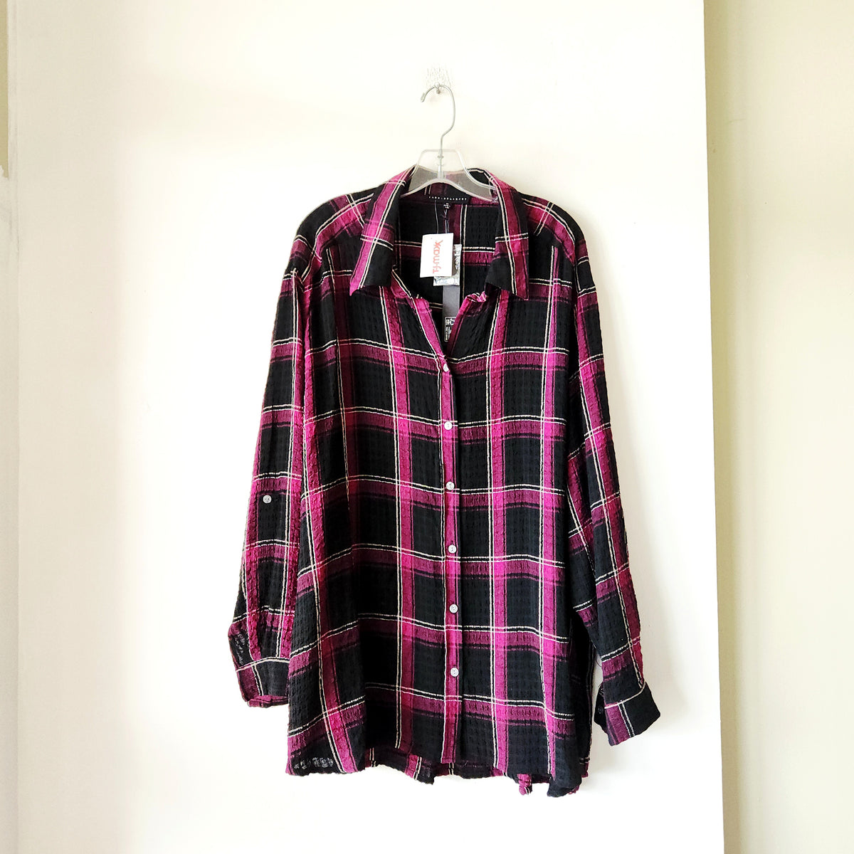 Jane + Delancey Textured Plaid Button Up Shirt - 3X - New