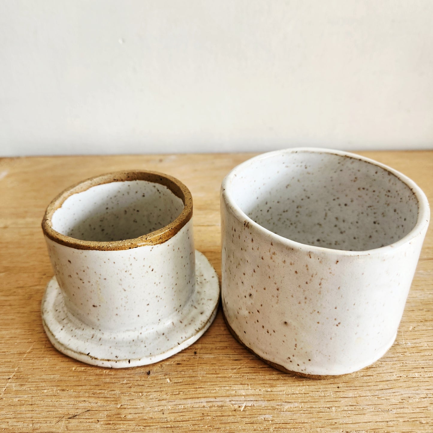 Handmade Speckled Stoneware French Butter Crock