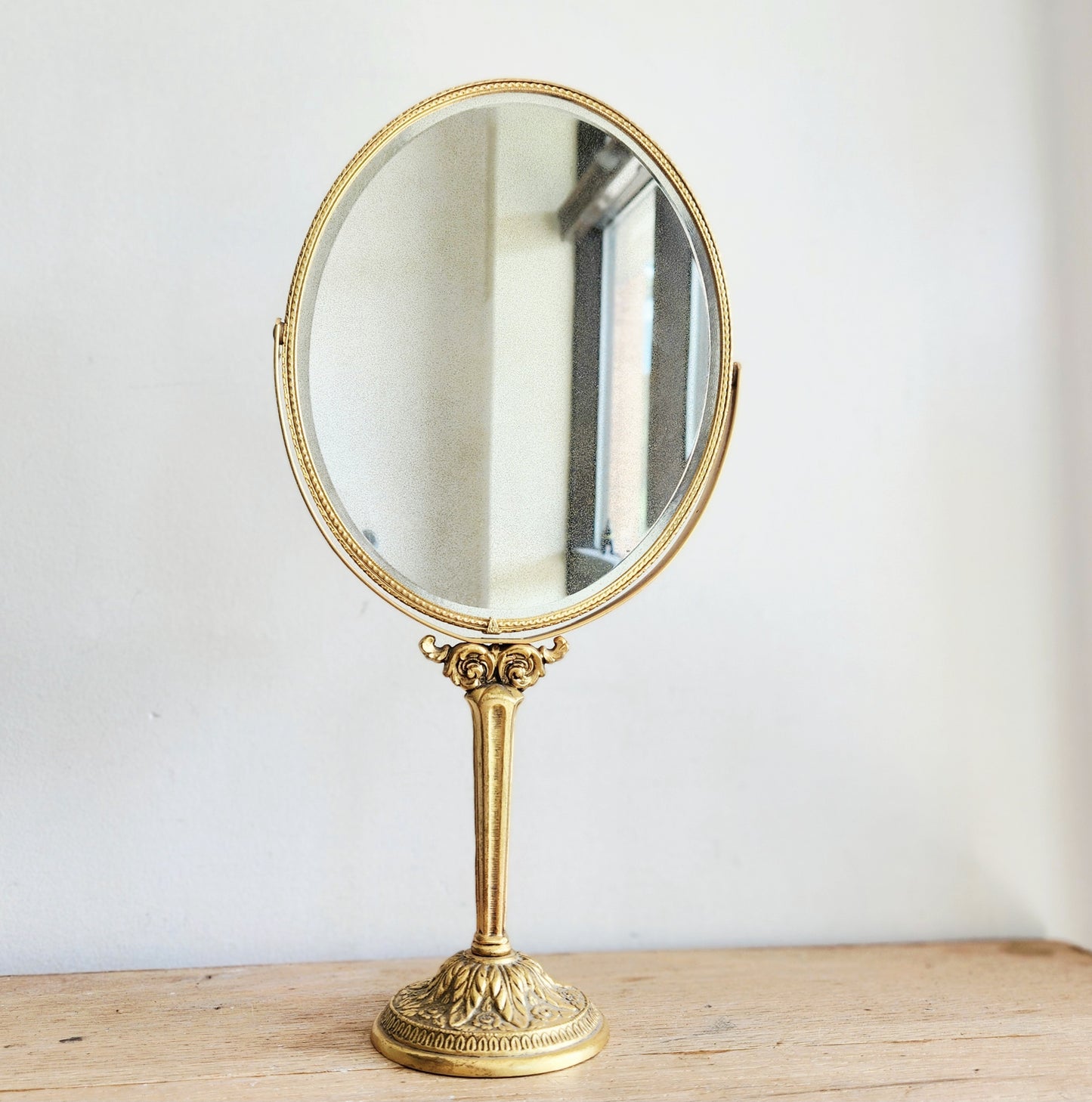 Vintage Ornate Brass Swivel Mirror