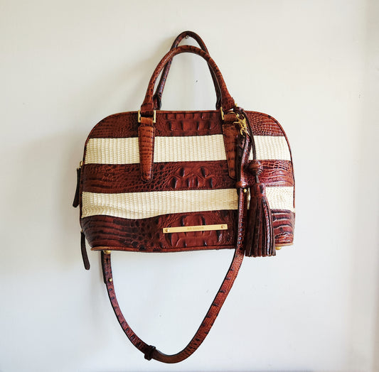 Brahmin Croc Embossed Leather Satchel