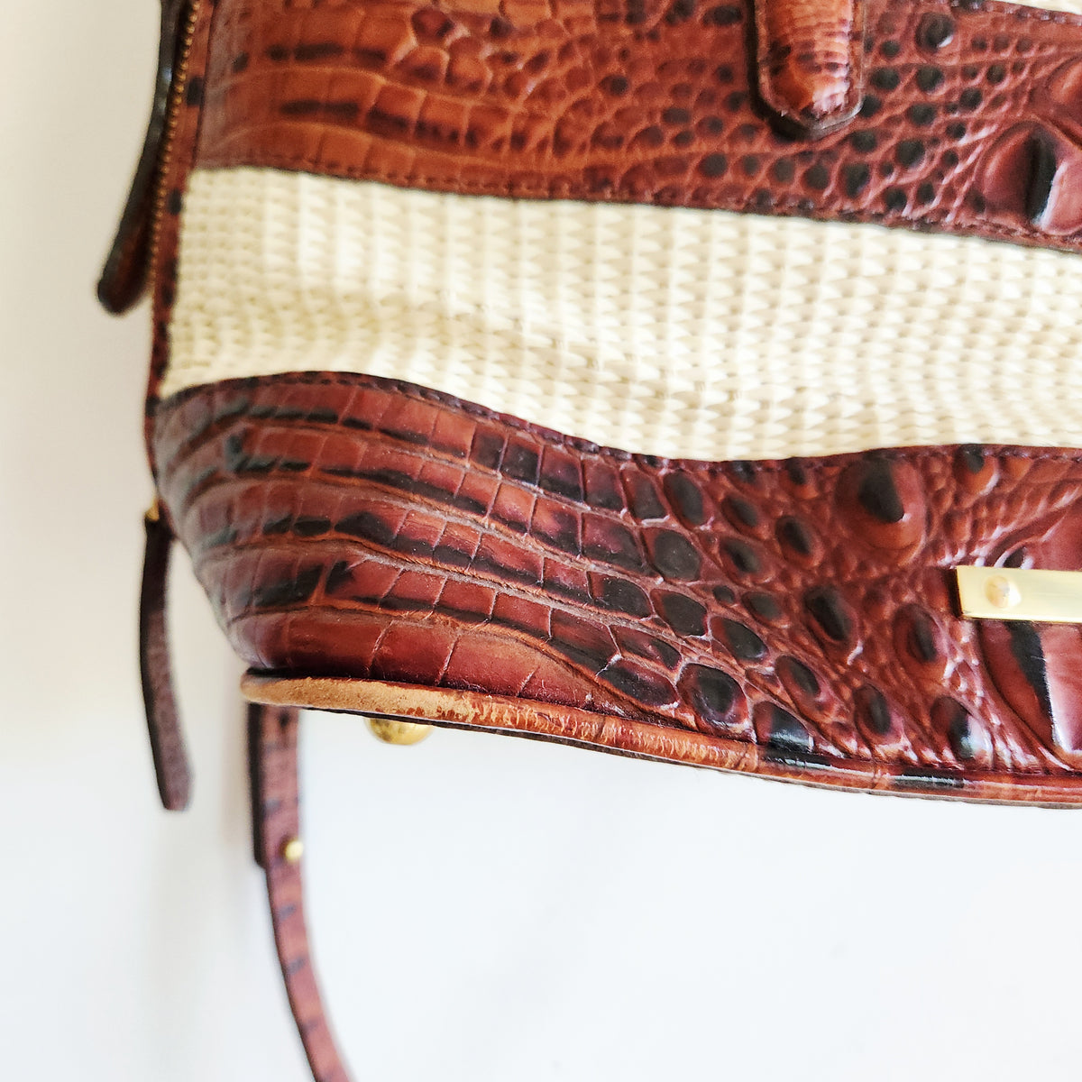 Brahmin Croc Embossed Leather Satchel