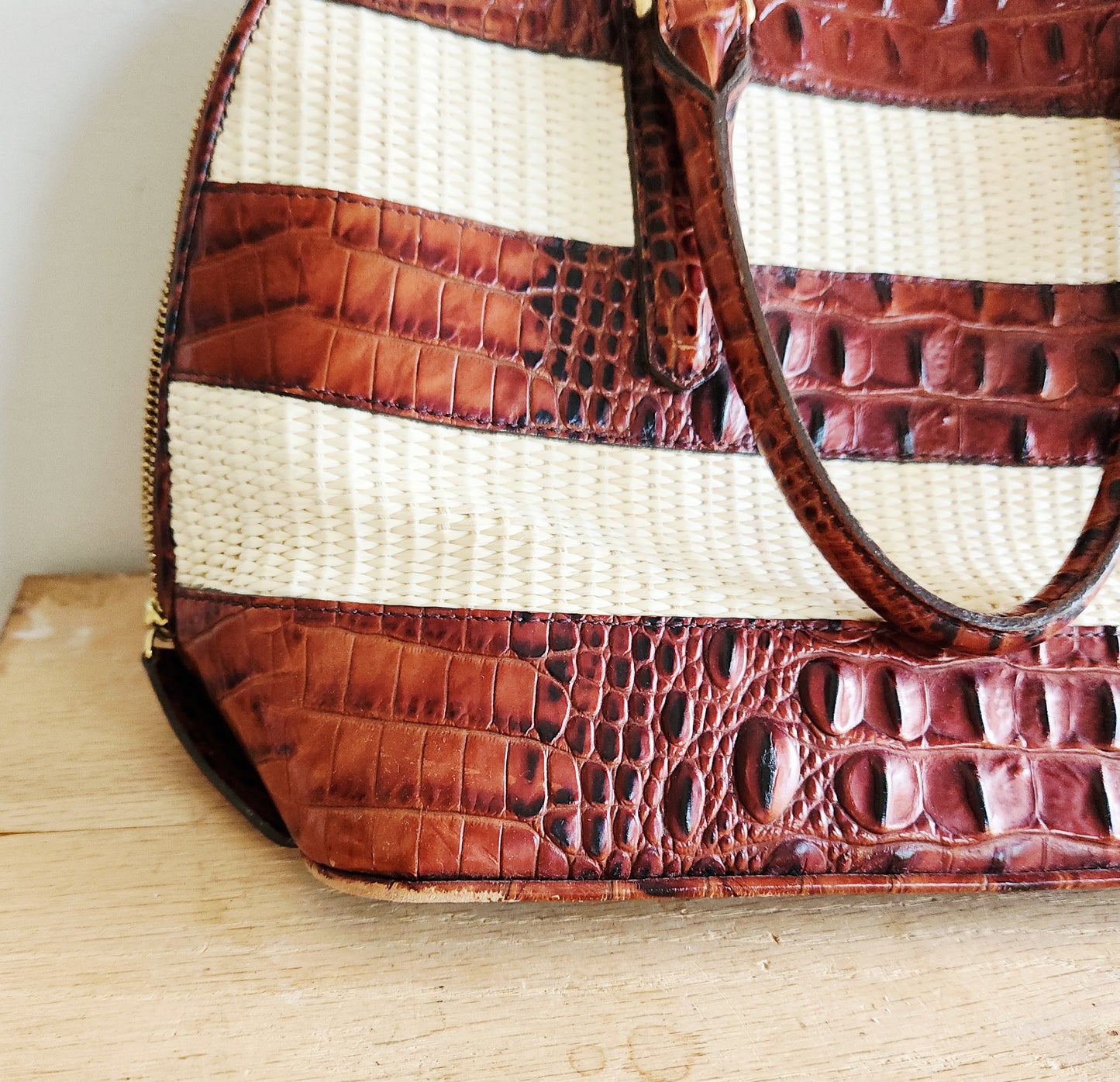 Brahmin Croc Embossed Leather Satchel