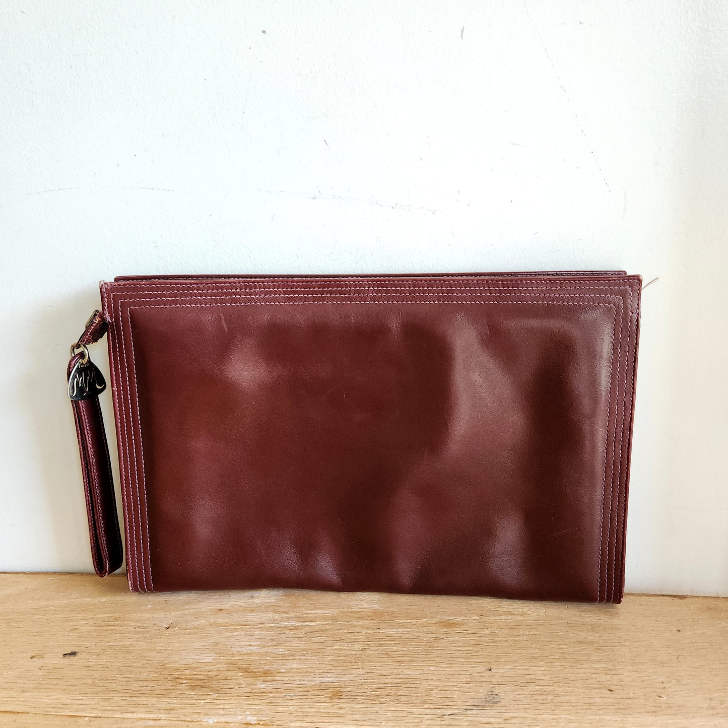 Vintage Morris Moskowitz Oxblood Leather Clutch