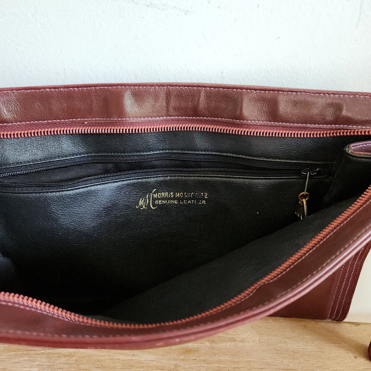 Vintage Morris Moskowitz Oxblood Leather Clutch