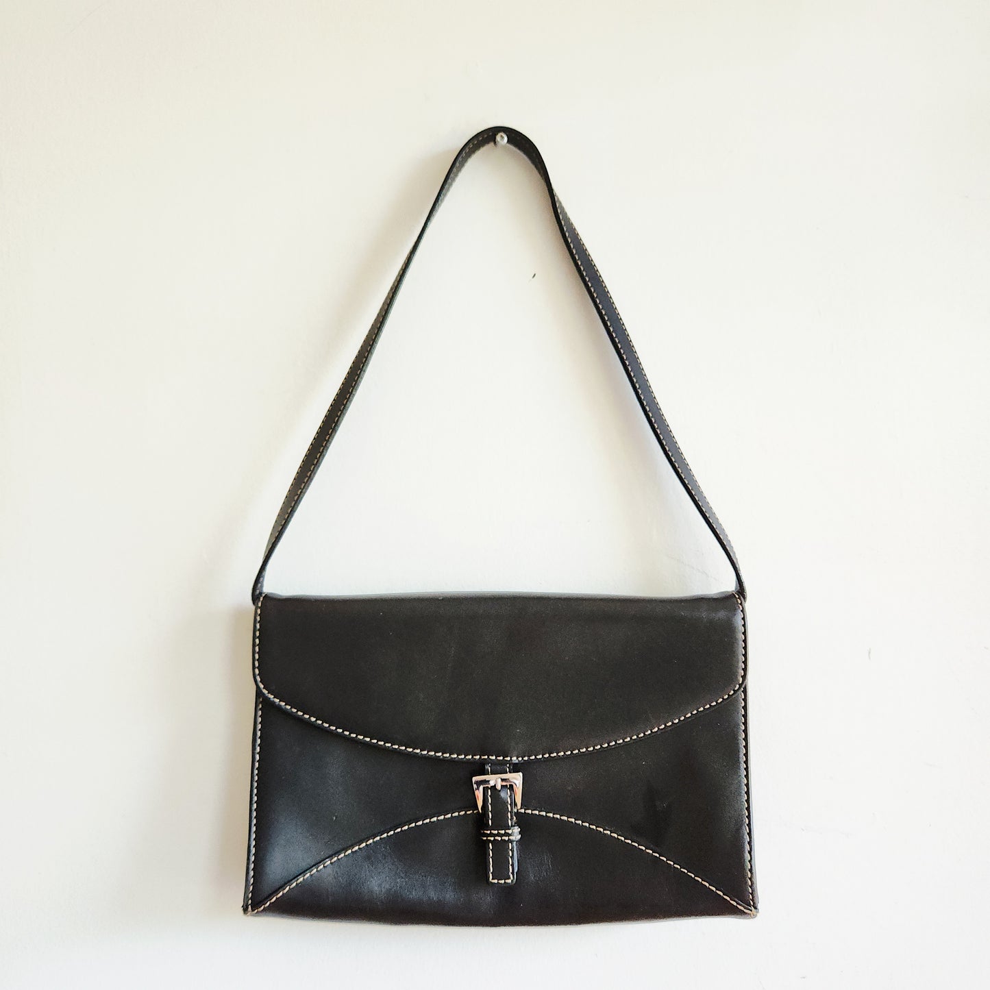 Talbots Black Leather Envelope Purse