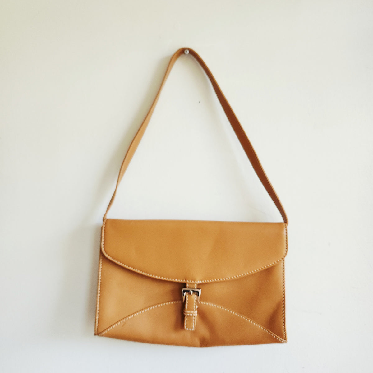 Talbots Camel Leather Envelope Purse