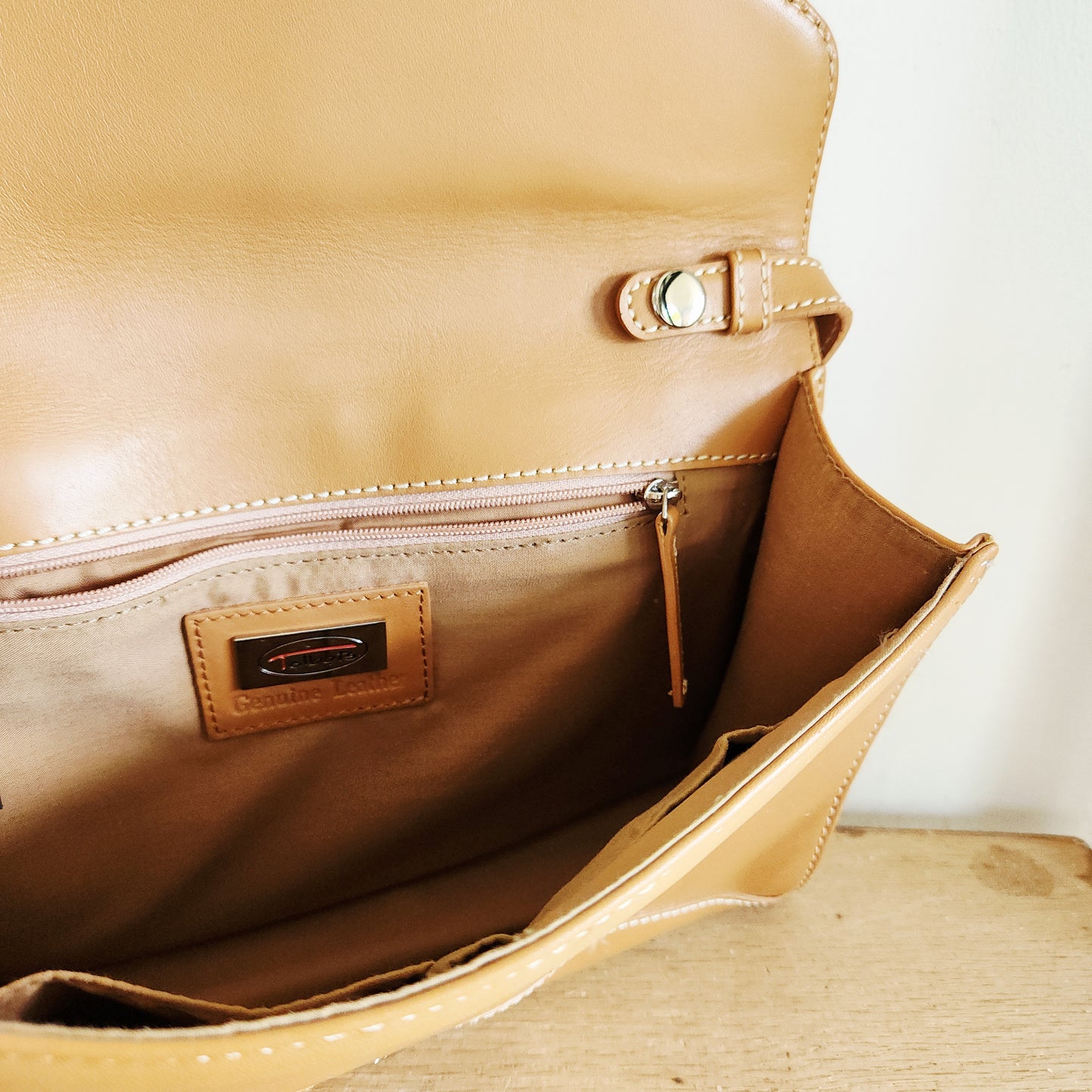 Talbots Camel Leather Envelope Purse