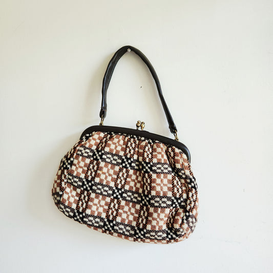 Vintage Dafydd Snowdon Design Woven Wool Snap Top Purse