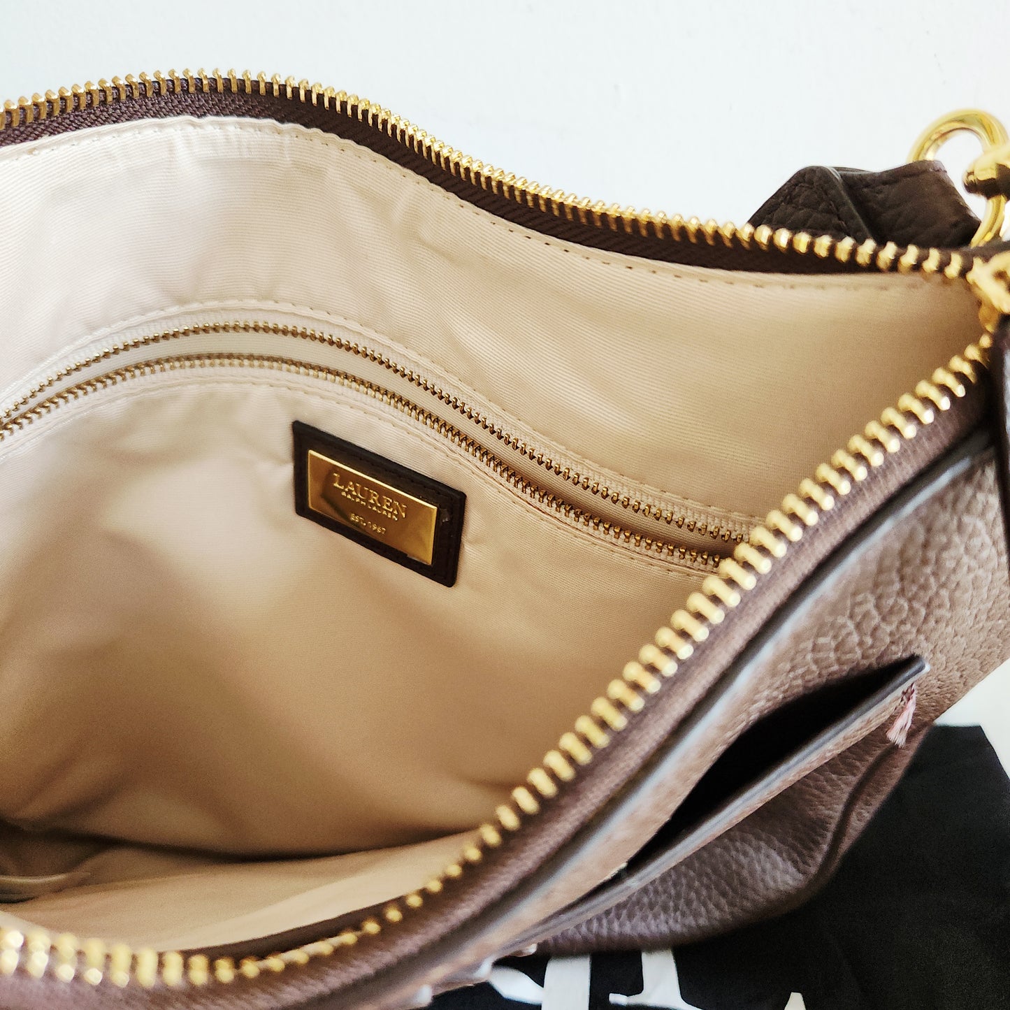 Ralph Lauren Leather Purse with Logo Strap & Dust Bag