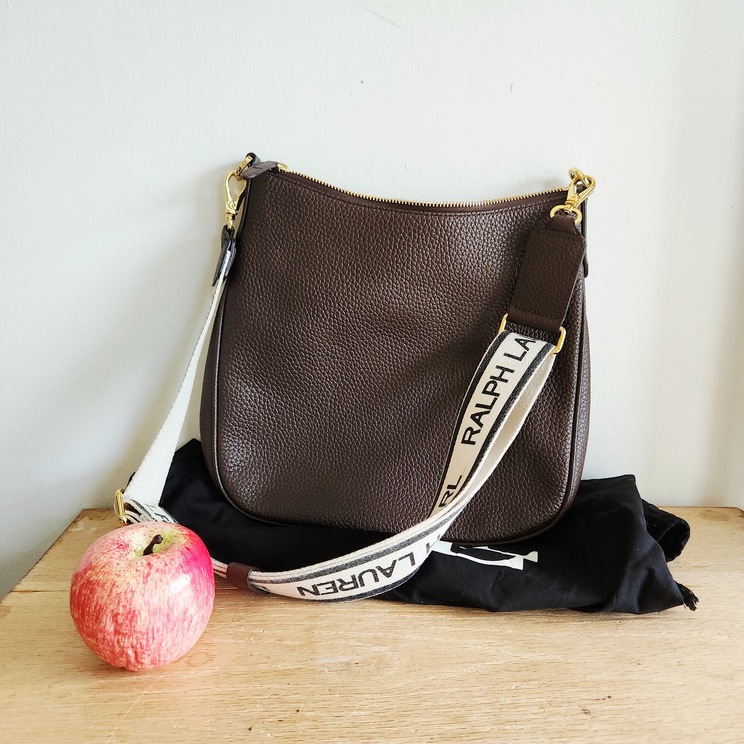 Ralph Lauren Leather Purse with Logo Strap & Dust Bag