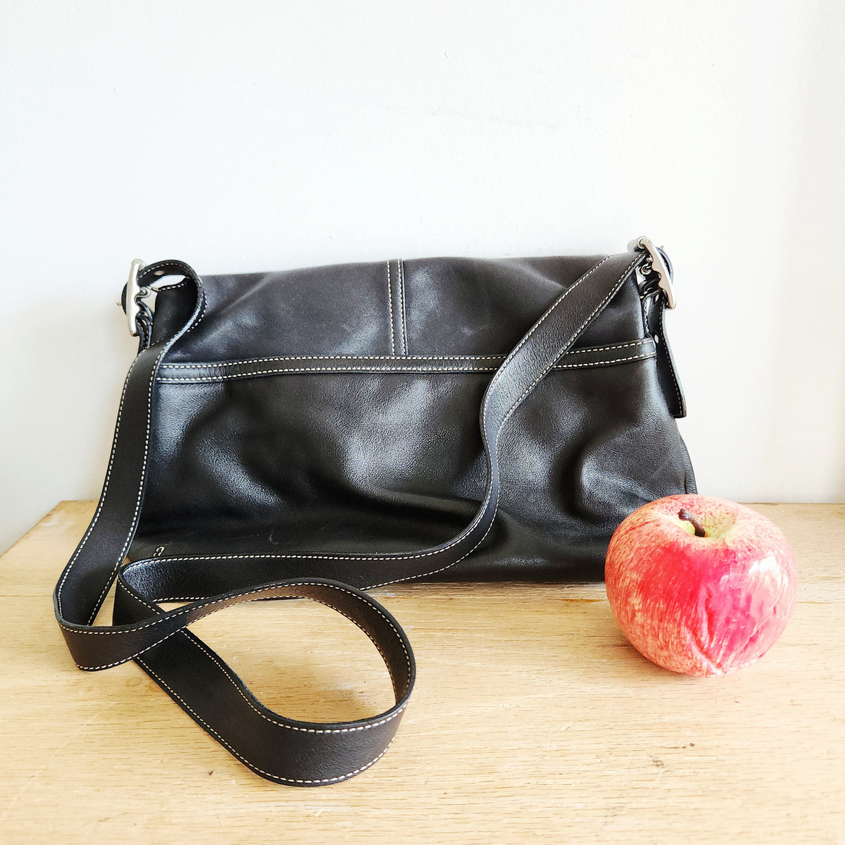 Coach Black Leather Foldover Purse