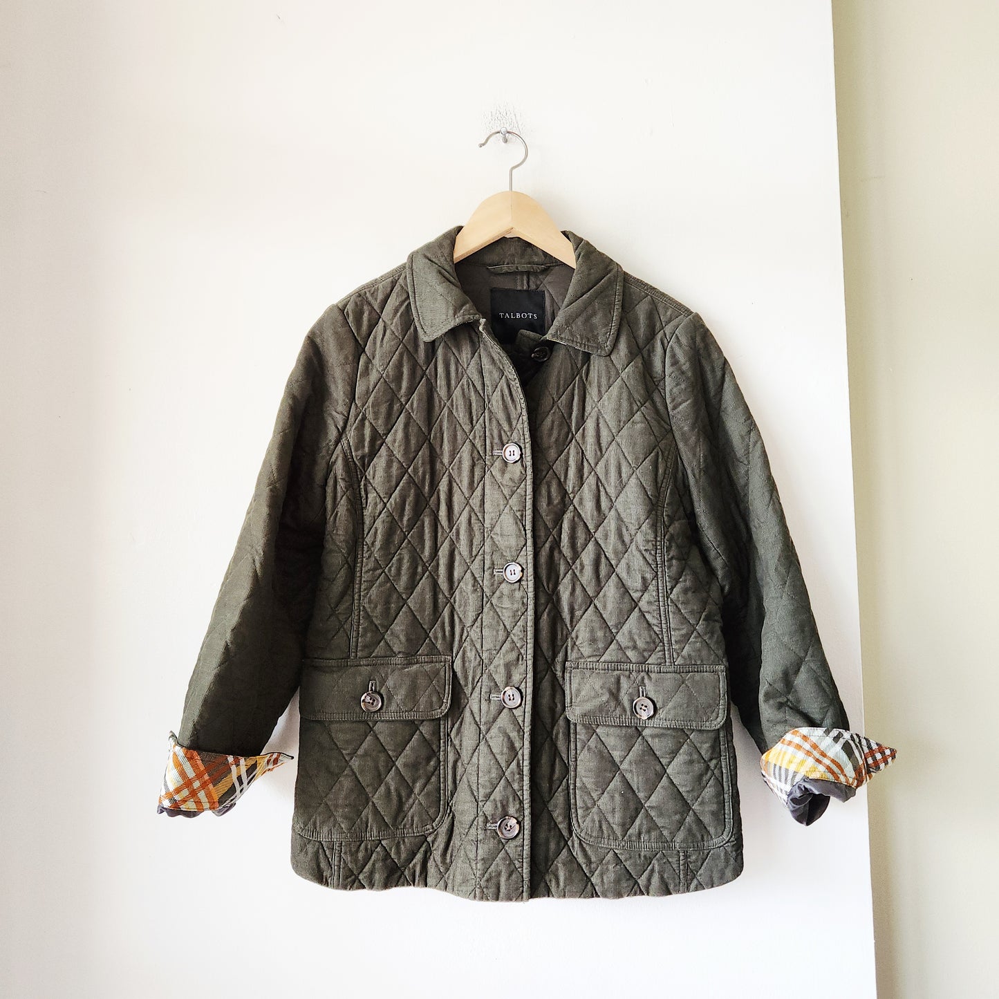 Talbots Quilted Jacket with Contrast Cuffs - L