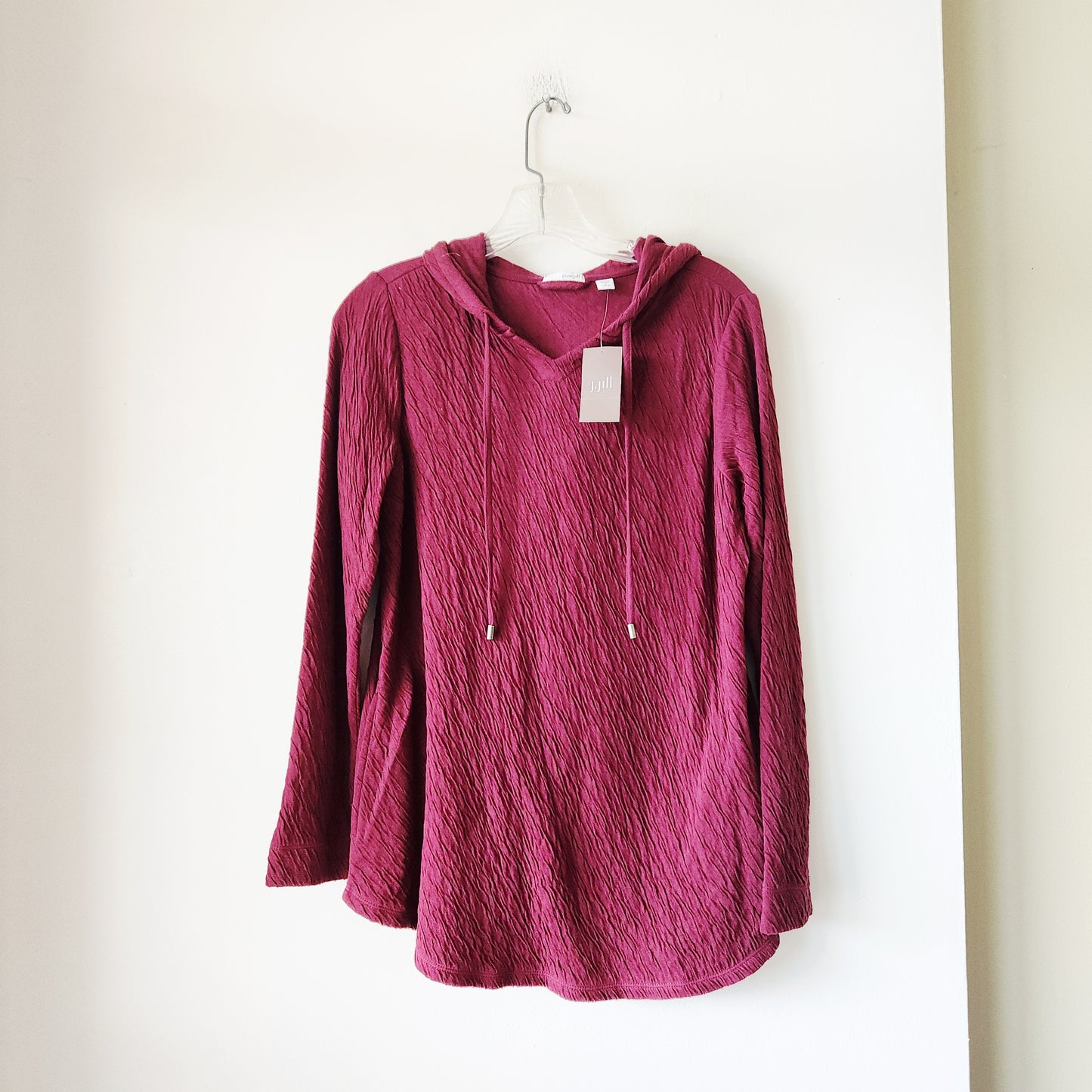 PureJill 100% Cotton Textured Pullover Hoodie - S Petite - New