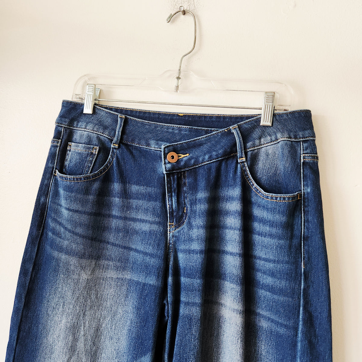 Halara Soft Wide Leg Jeans with Crossover Waistband - S