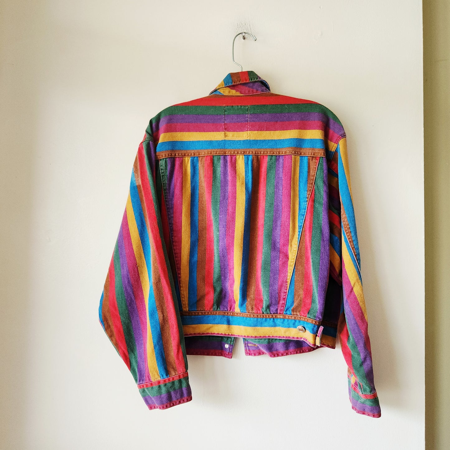 Vintage Soho Champagne Shirtmakers 100% Cotton Striped Crop Jacket - M