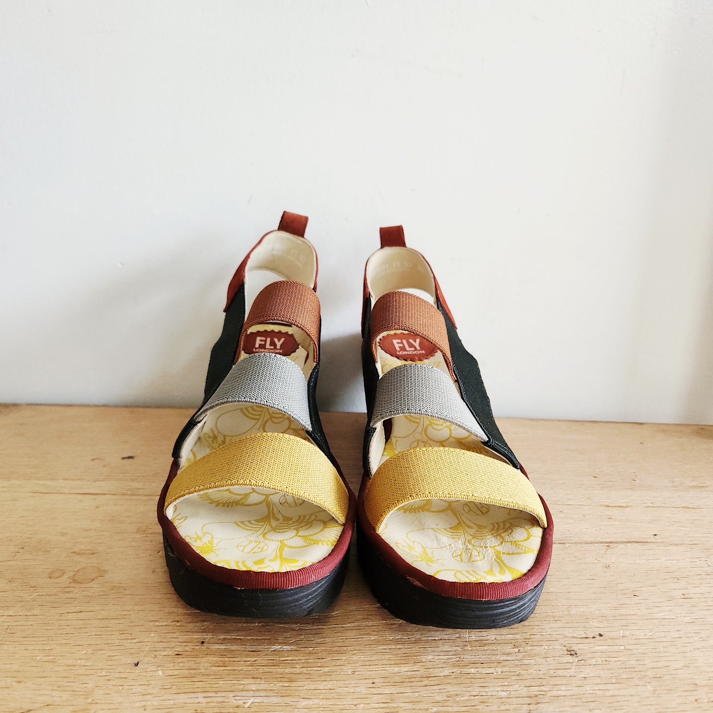 Fly London Multicolor Wedge Sandals - size 40